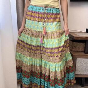 Zara Patchwork Boho Maxi Skirt